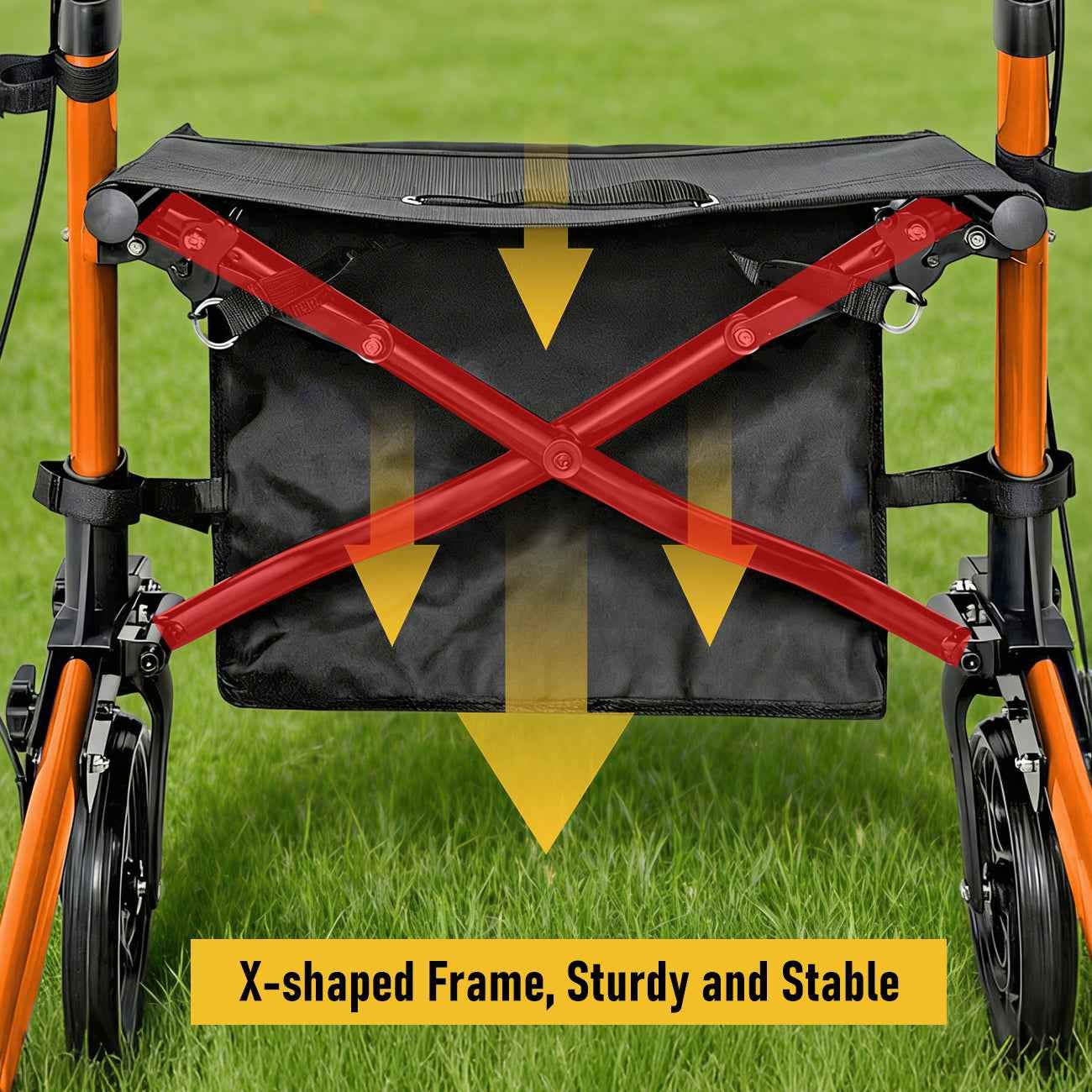 Foldable Aluminium Rollator Walker With Seat & Storage Bag, Adjustable Handles, 8" Wheels, Lightweight Walking Frame(66x60x93cm)