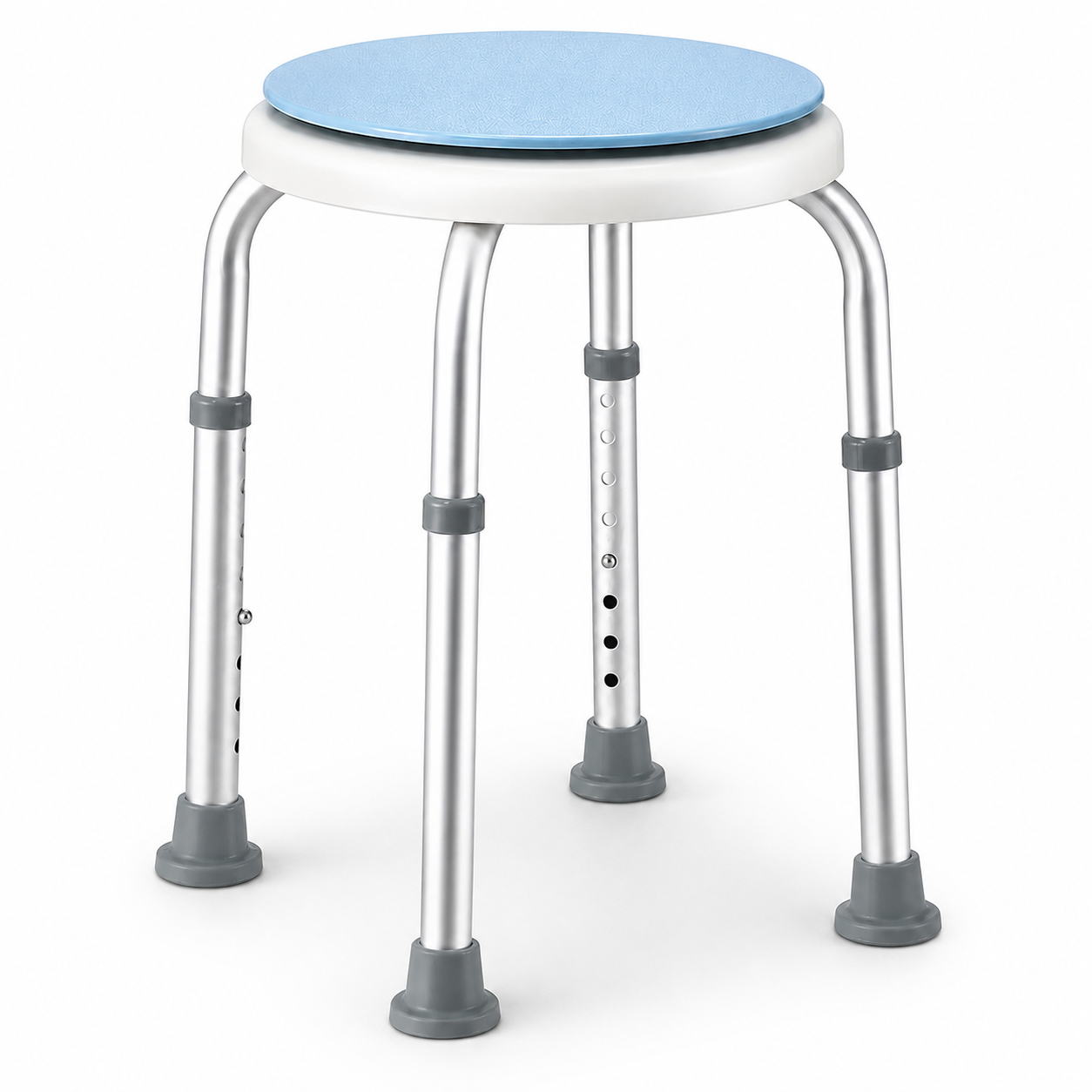 Bath Stool for Seniors, Swivel Seat & Non-Slip Height-Adjustable Round Shower Bench, Rotating Design, for Seniors Elderly, 125kg Capacity