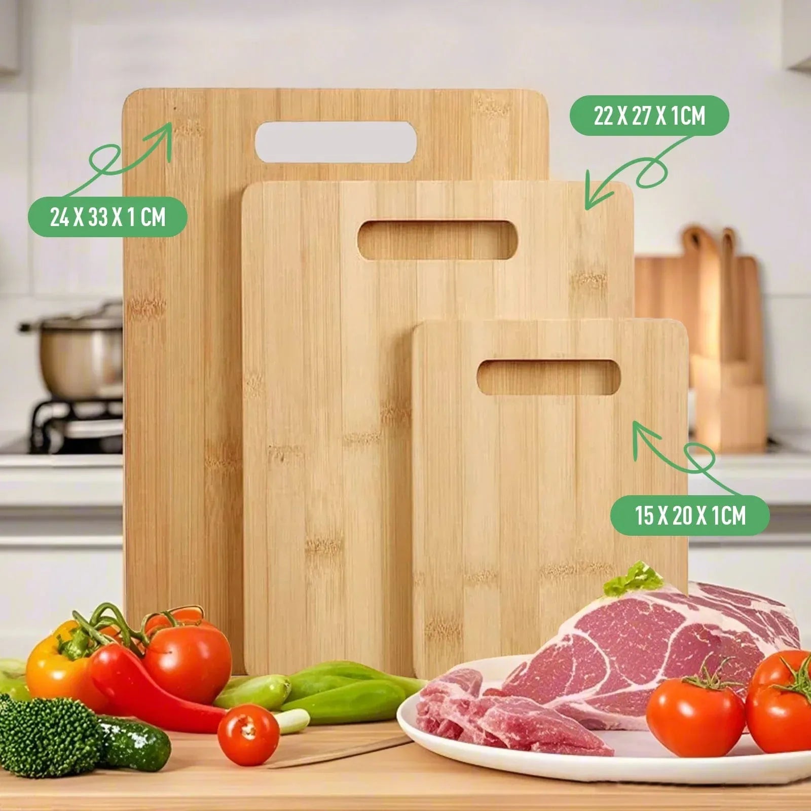 6 Pcs Bamboo Cheese Cutting & Serving Board Set – Moso Bamboo, Reversible, BPA-Free