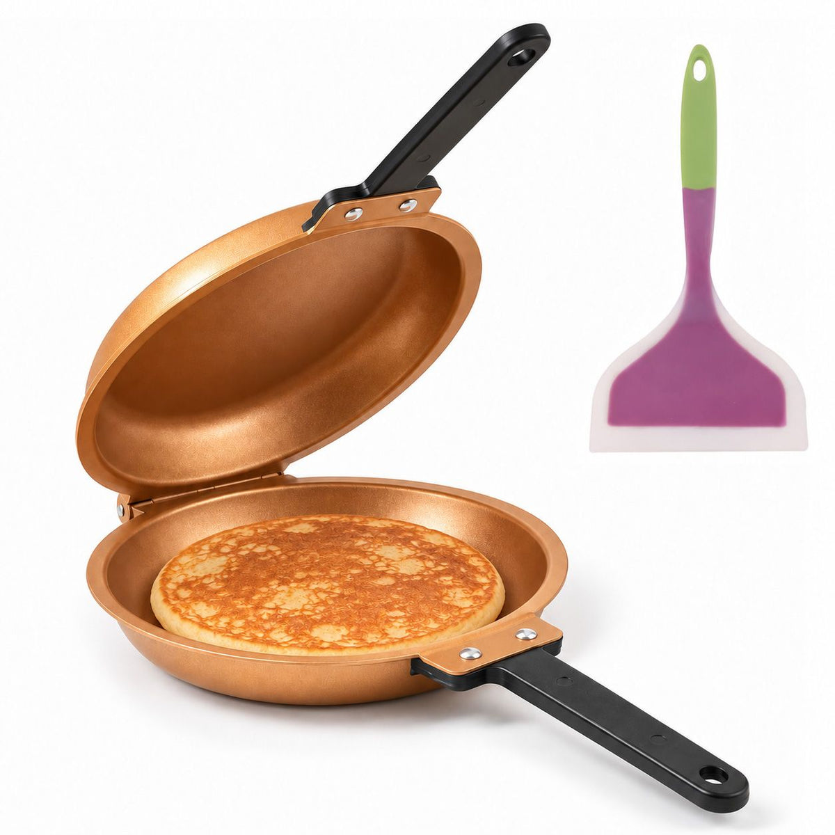 Double-Sided Non-Stick Frying Pan, Flip Pancake Pan with Heat-Resistant Handle for Eggs, Pancakes &amp; Toast, Gas Electric &amp; Ceramic Stoves