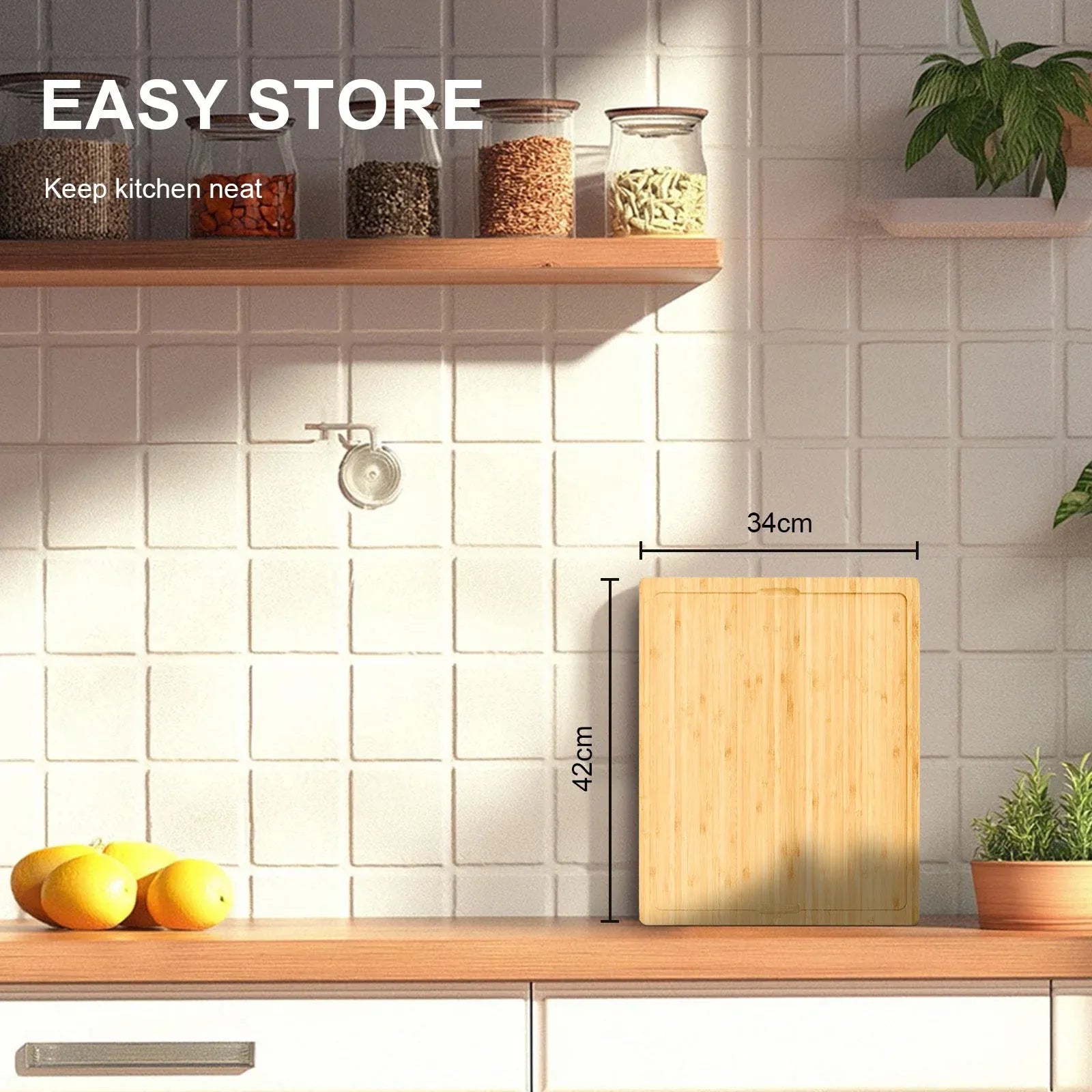 Bamboo Chopping Board with 5 Pcs Color-Coded Flexible Cutting Mats