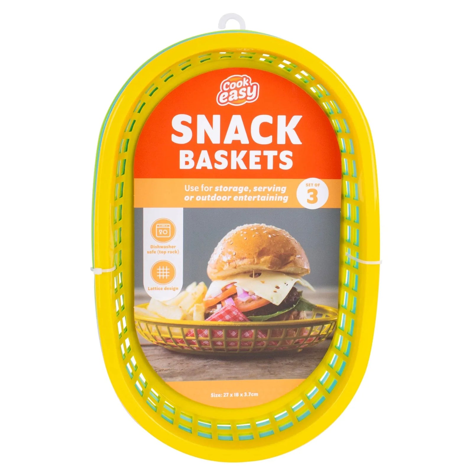 3 Pcs Cook Easy Oval Plastic Snack Baskets