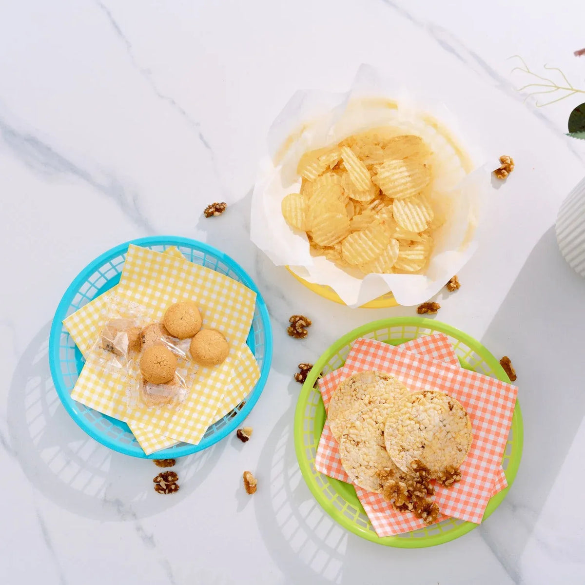3 Pcs Cook Easy Round Plastic Snack Baskets