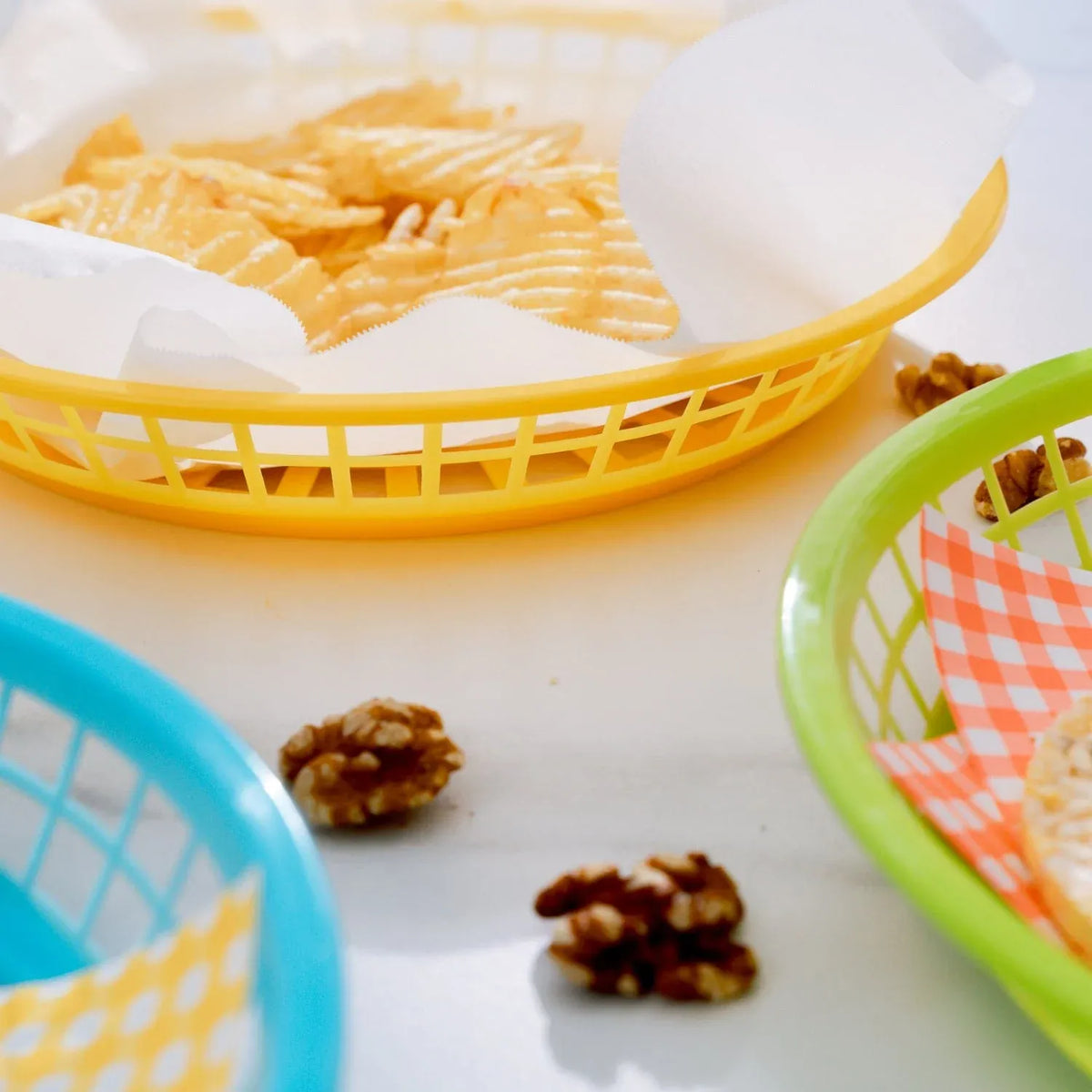 3 Pcs Cook Easy Round Plastic Snack Baskets