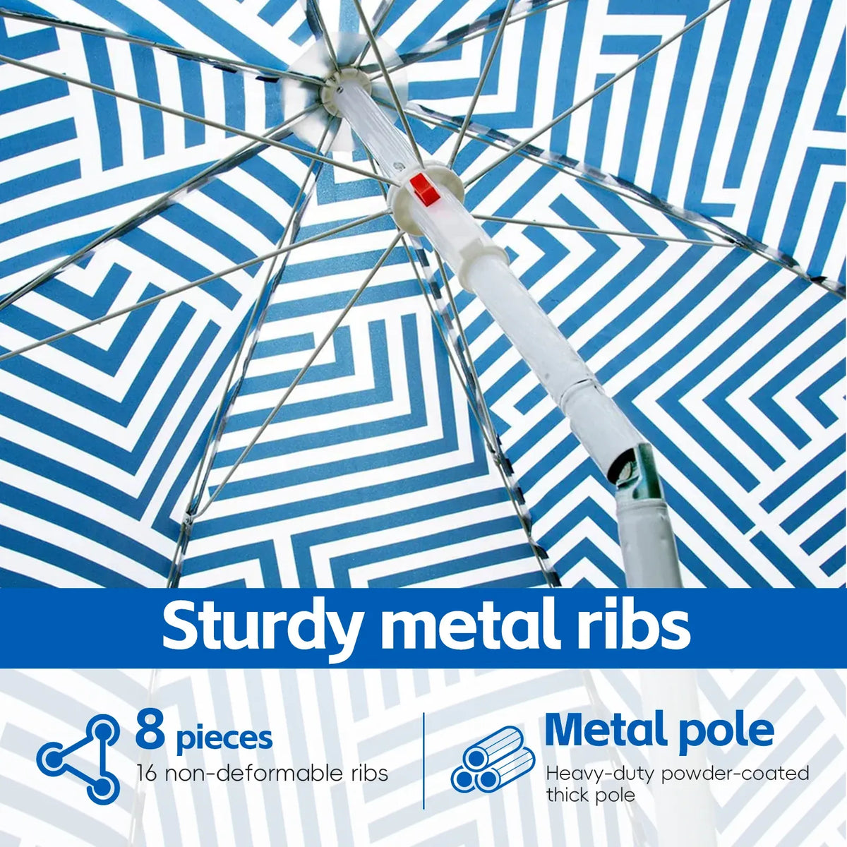 Lazy Dayz 1.8m Tiltable Beach Umbrella with Carry Bag - Makena