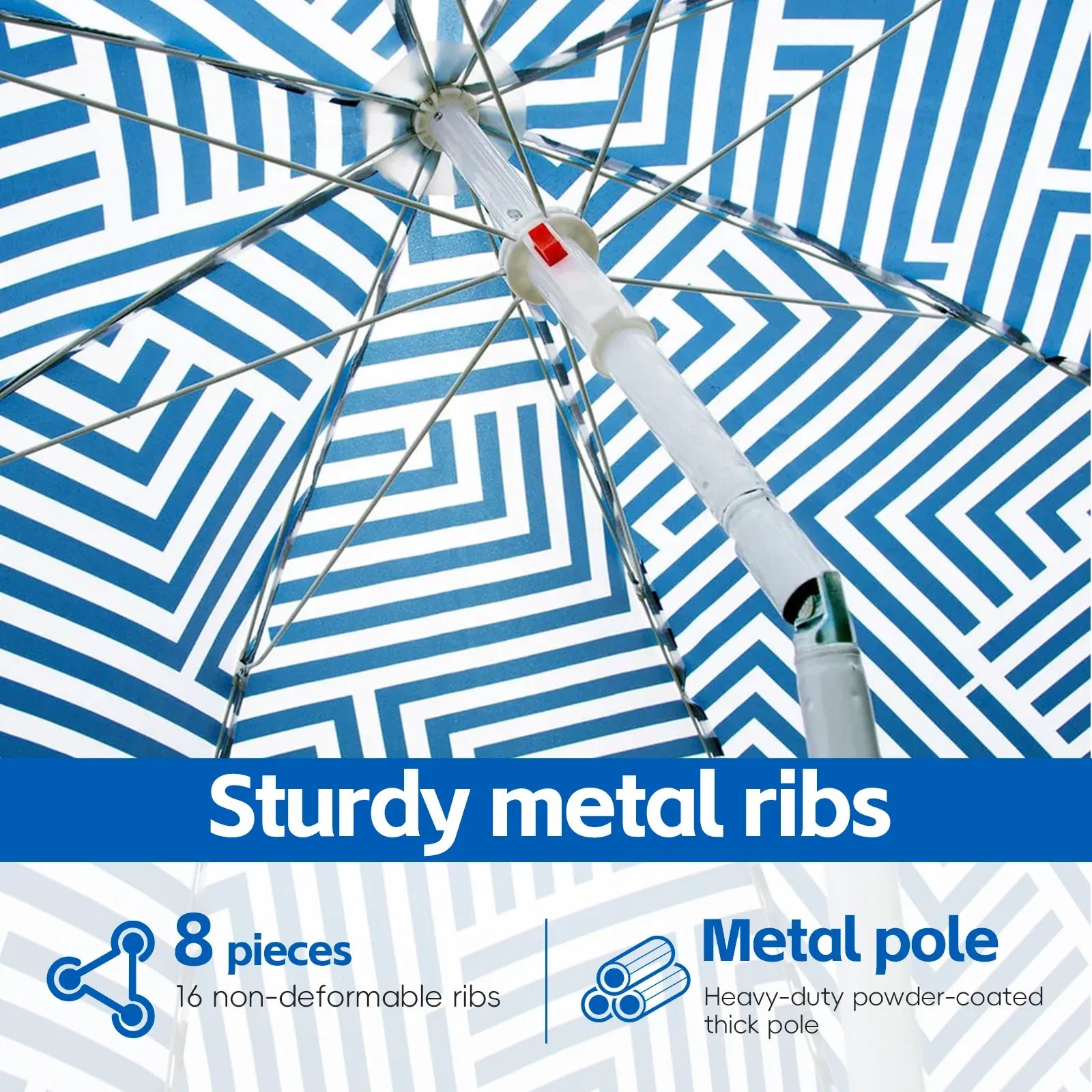 Lazy Dayz 1.8m Tiltable Beach Umbrella with Carry Bag - Makena
