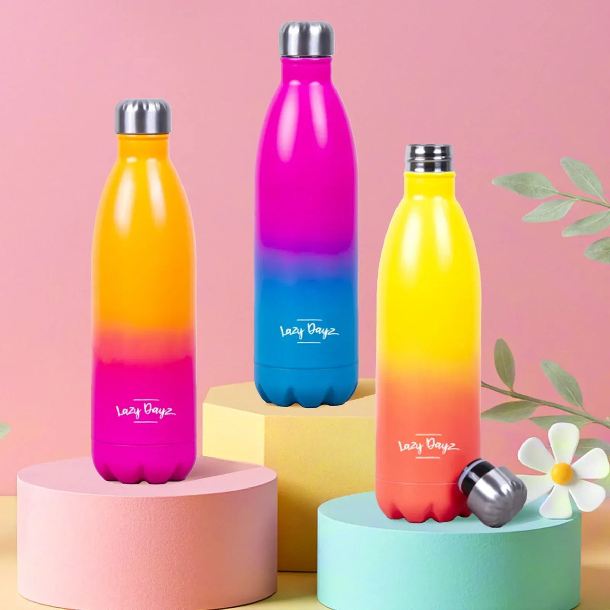 Lazy Dayz Daily Drink Bottle 500ml - Orange Pink Ombre