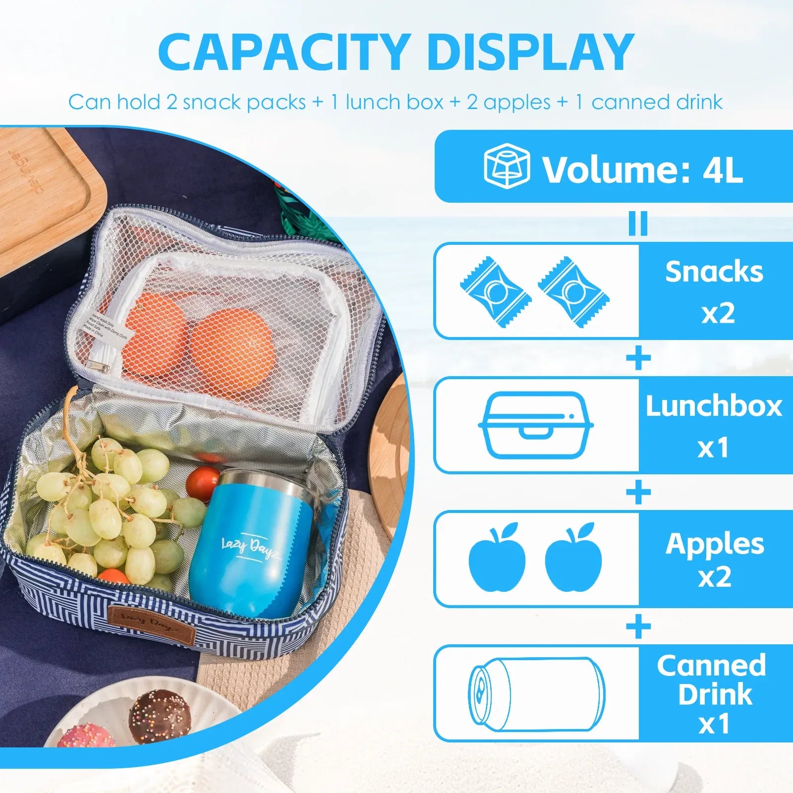 Lazy Dayz Insulated Deluxe Lunch Cooler - Makena
