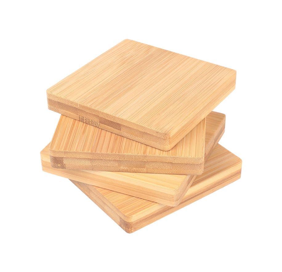 4 Pcs Bamboo Unique Drink Coasters