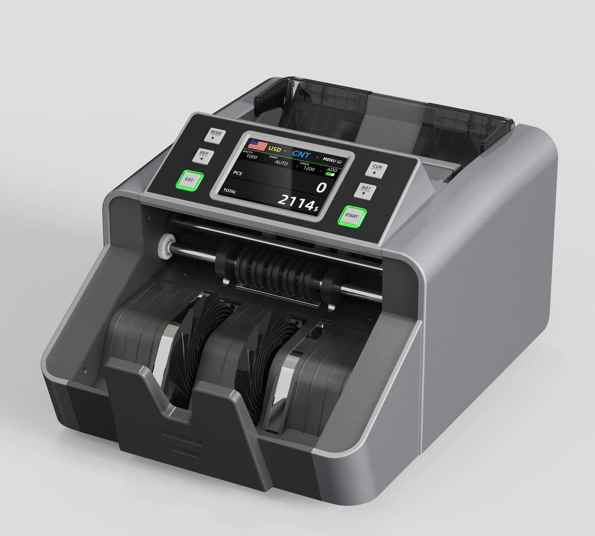 Mixed Denomination Money Counter with Counterfeit Detection, Touch Screen, and CIS/UV/MG/IR/MT, USD, AUD, EUR, CAD Cash Counter for Business, Merchant