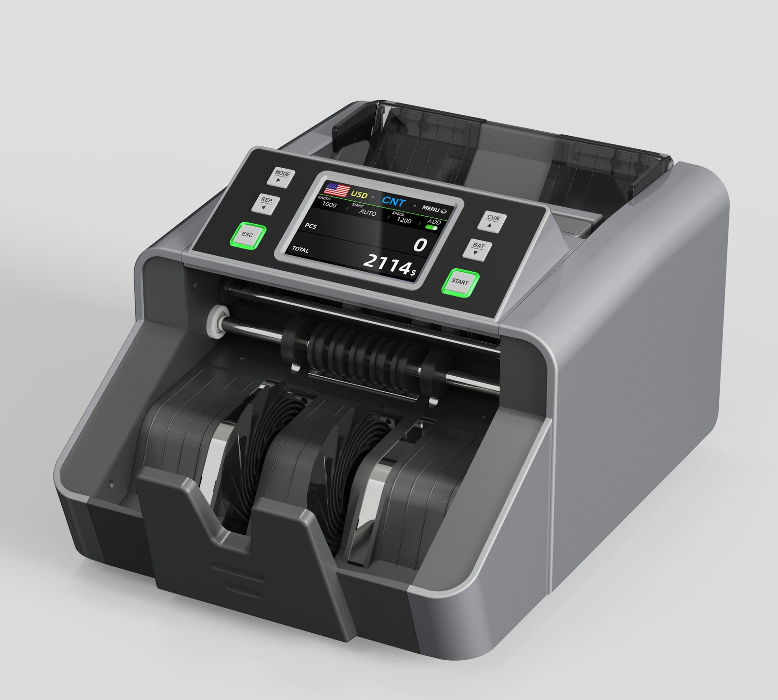 Mixed Denomination Money Counter with Counterfeit Detection, Touch Screen, and CIS/UV/MG/IR/MT, USD, AUD, EUR, CAD Cash Counter for Business, Merchant