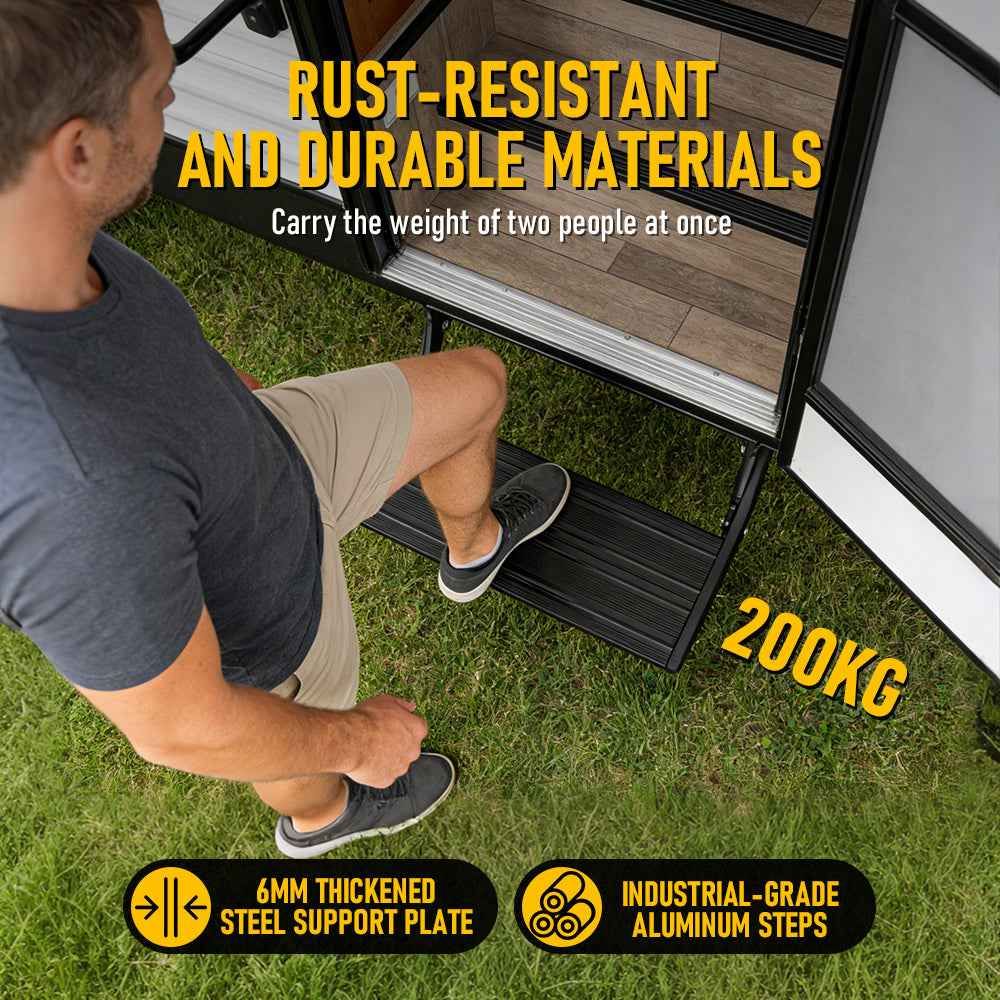Heavy Duty Pull-Out Caravan Step, Folding Aluminium RV Step(57x55x17cm)