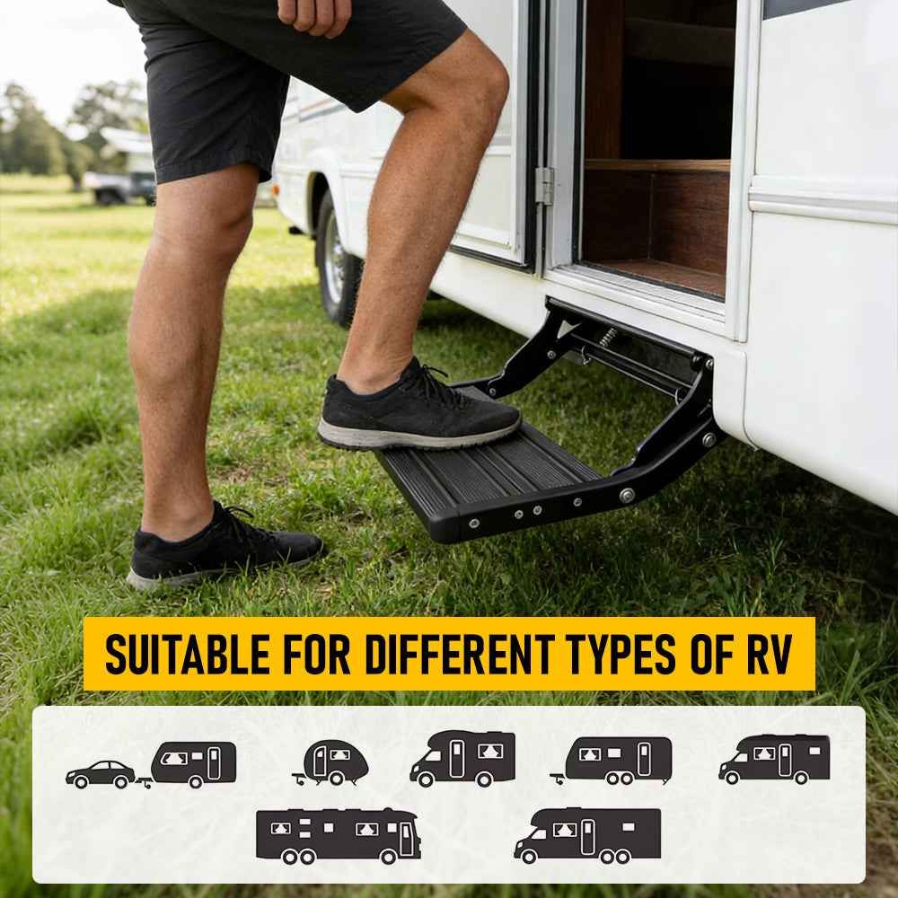 Heavy Duty Pull-Out Caravan Step, Folding Aluminium RV Step(57x55x17cm)