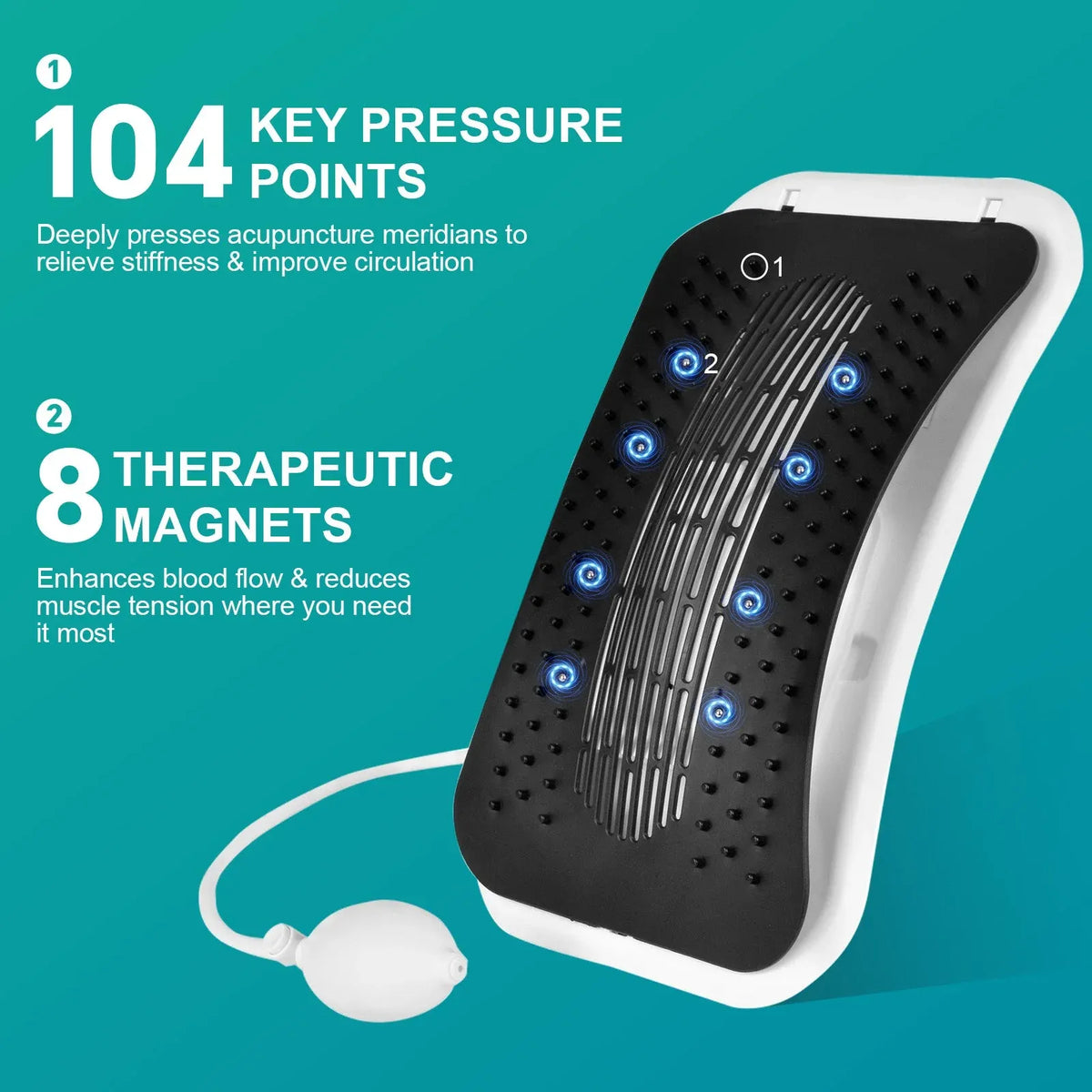 Adjustable Air Lumbar Spine Reliever – Inflatable Back Stretcher with Acupressure &amp; Magnets