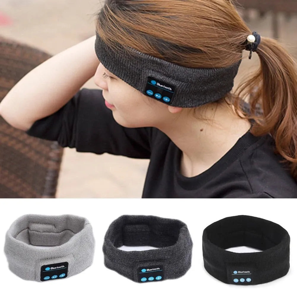 Headset Bluetooth 5.0 Wireless Stereo Earbud Headphone Sports Headband w/Mic-Black