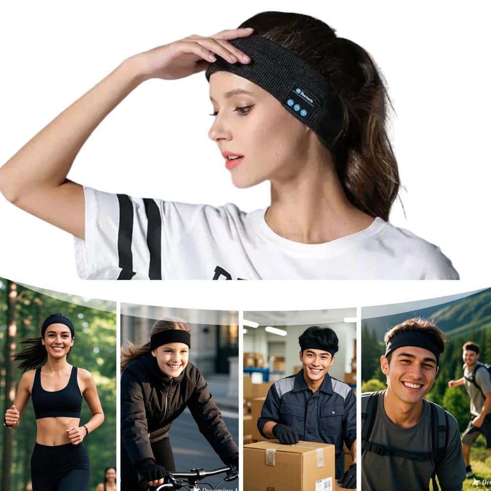 Headset Bluetooth 5.0 Wireless Stereo Earbud Headphone Sports Headband w/Mic-Grey