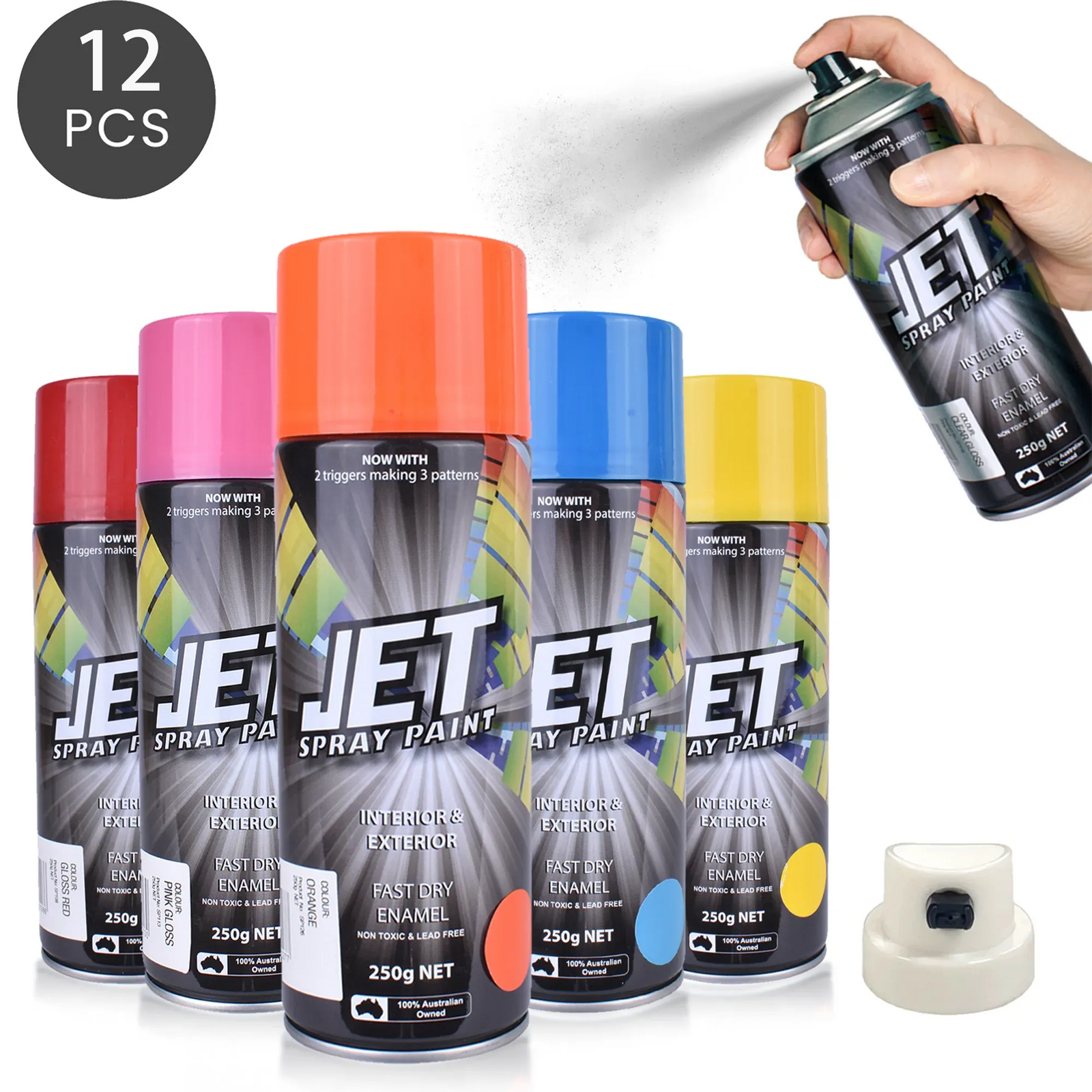 12 Pcs 250g Spray Paint Can For Interior and Exterior 26 colours Fast Dry - Silver