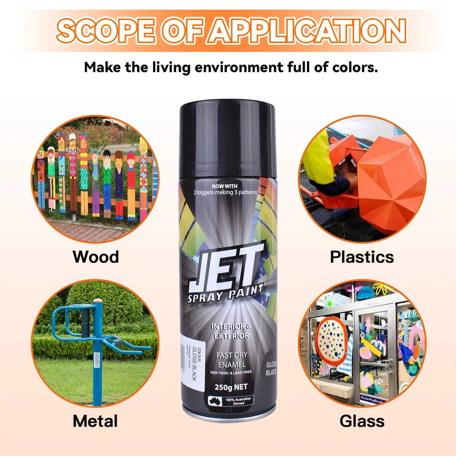 12 Pcs 250g Spray Paint Can For Interior and Exterior 26 colours Fast Dry - Silver