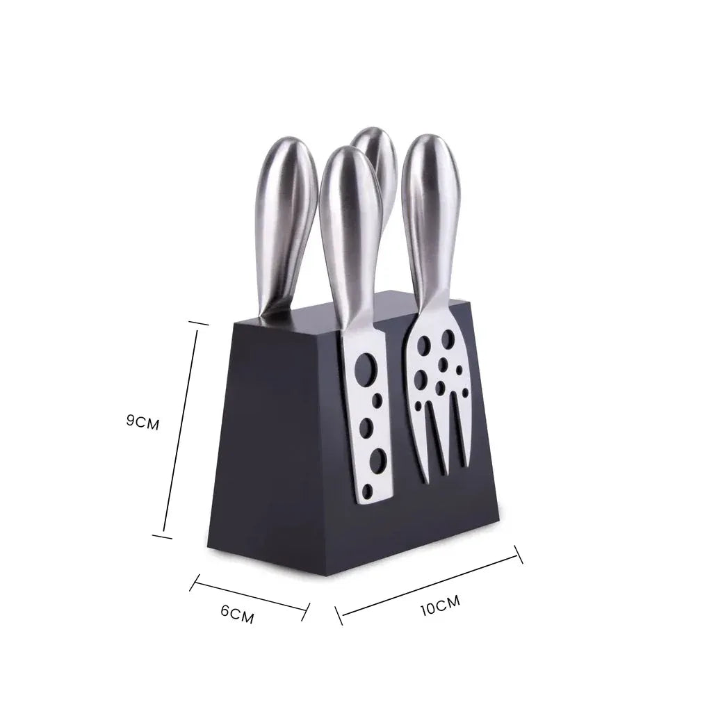 4 Pcs Clevinger Hobson Stainless Steel Cheese Knife Set With Magnetic Block