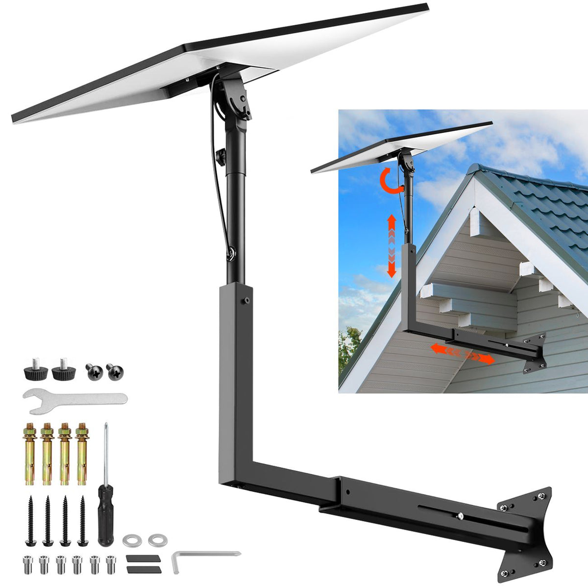 Long Arm Mount for Starlink Gen 3 Standard, Adjustable Telescoping Roof &amp; Wall Bracket, 90°–180° Angle, 25–40cm Extension, Heavy-Duty Weather-Resistant