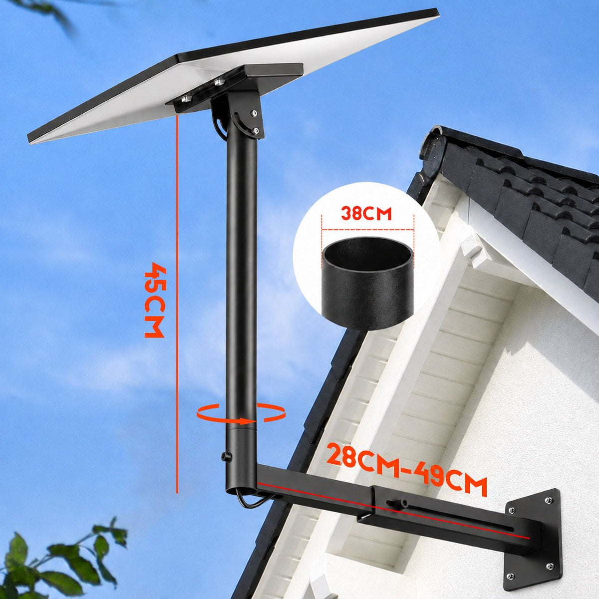 Starlink Mount for Gen 3 / Standard 4 / 4X, Adjustable Telescoping Wall & Roof Bracket, 360° Rotation & 0–90° Tilt, Heavy-Duty Manganese Steel