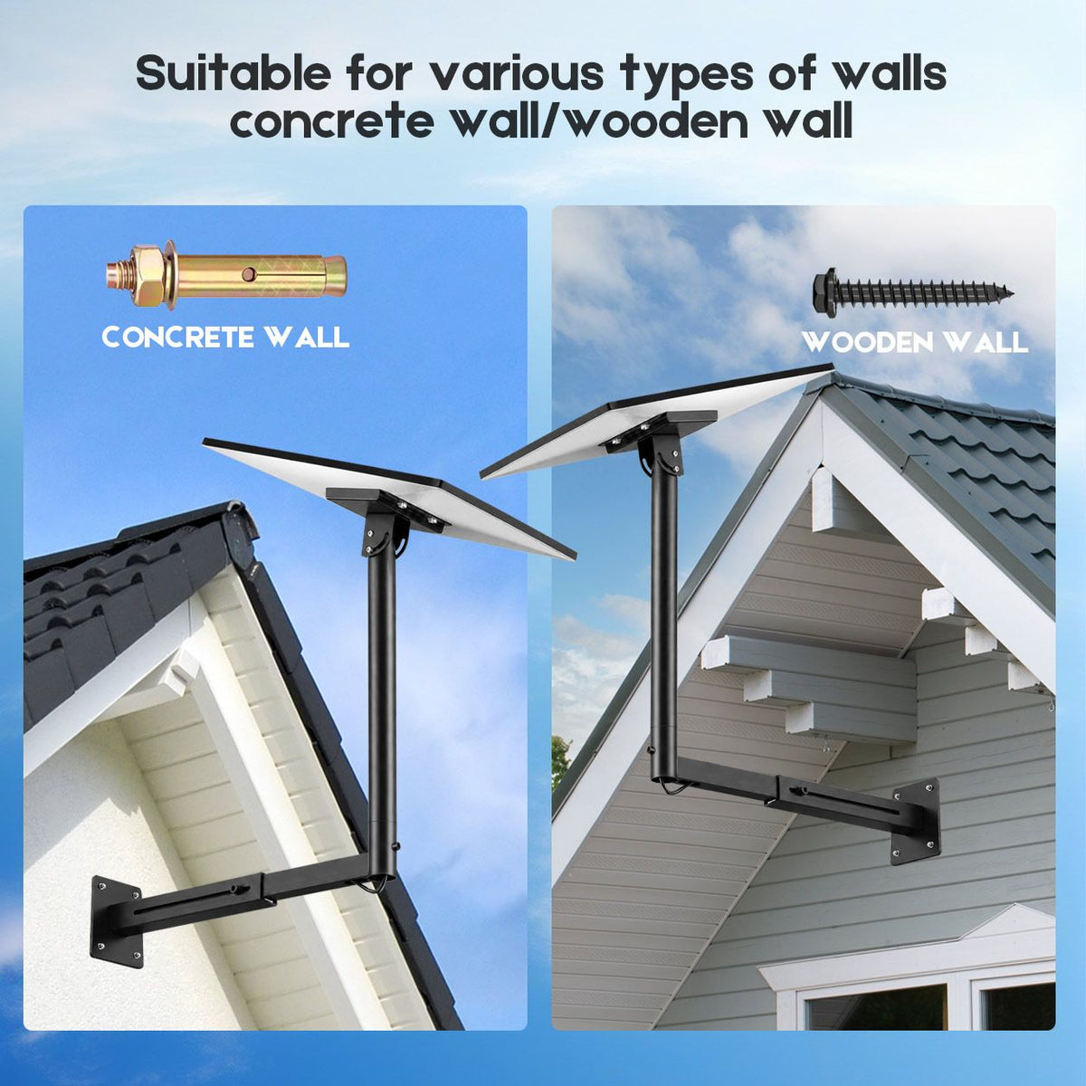 Starlink Mount for Gen 3 / Standard 4 / 4X, Adjustable Telescoping Wall & Roof Bracket, 360° Rotation & 0–90° Tilt, Heavy-Duty Manganese Steel