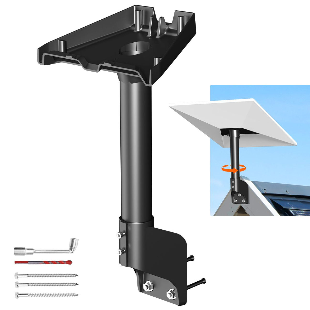 Roof &amp; Wall Mount for Starlink Gen 3 Standard V3/4/4X, Adjustable 20° Tilt &amp; 360° Swivel, Heavy-Duty Metal Bracket, Weather-Resistant Outdoor Mount