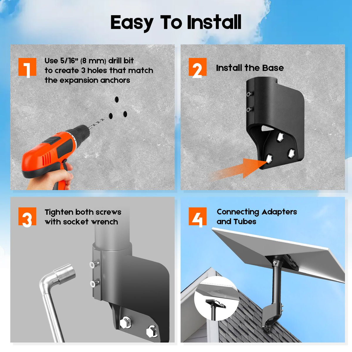 Roof & Wall Mount for Starlink Gen 3 Standard V3/4/4X, Adjustable 20° Tilt & 360° Swivel, Heavy-Duty Metal Bracket, Weather-Resistant Outdoor Mount