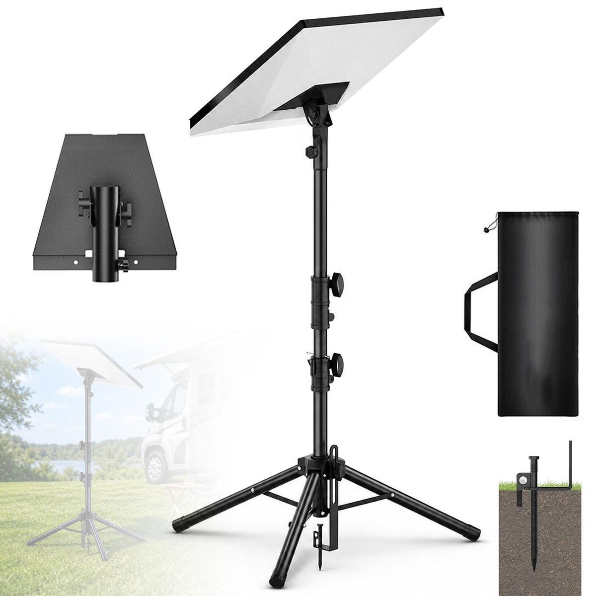 Tripod Mount for Starlink Gen 3, Adjustable Portable Ground Stand with 360° Rotation, 90° Tilt, Anti-Slip Feet &amp; Ground Anchor for RV Camping Travel