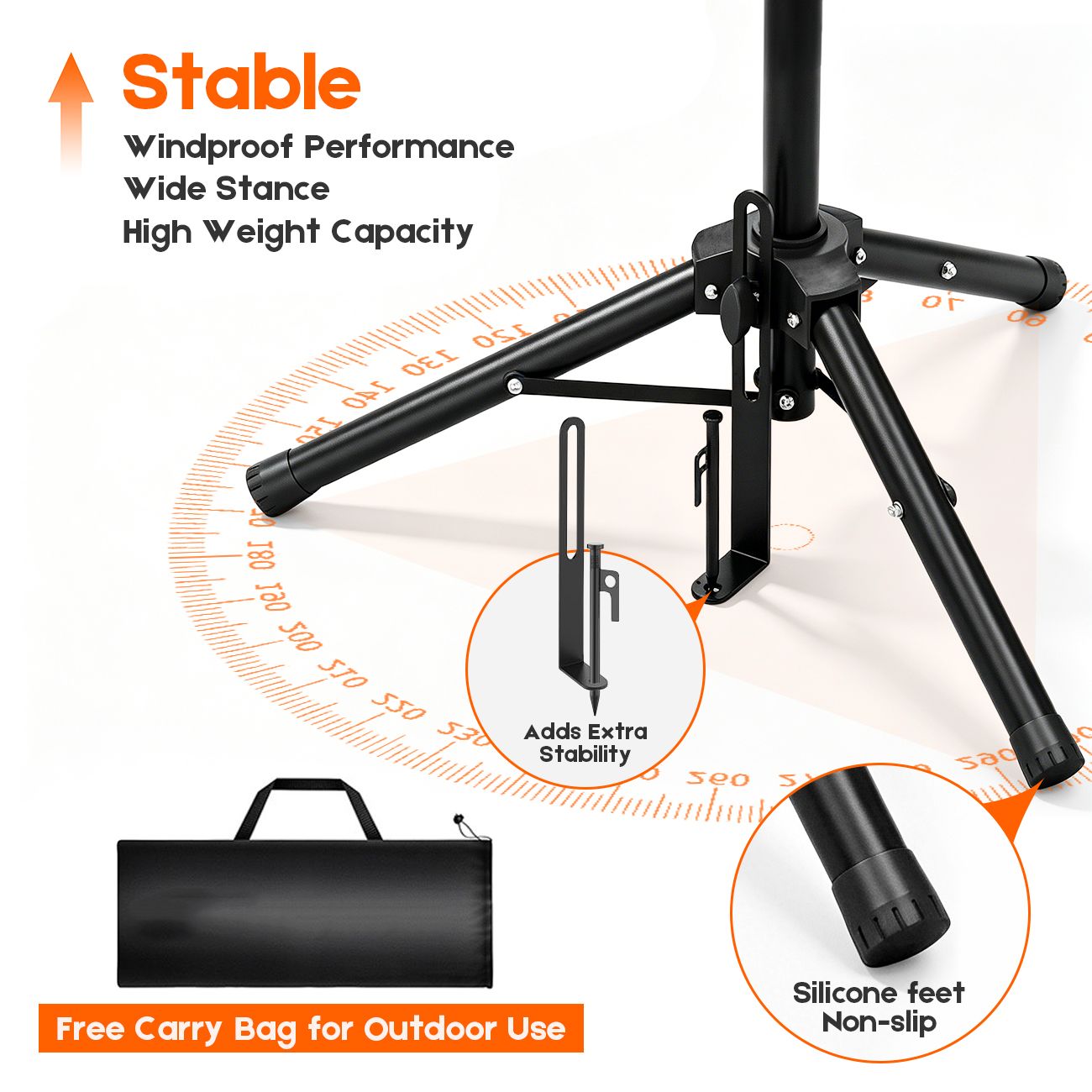 Tripod Mount for Starlink Gen 3, Adjustable Portable Ground Stand with 360° Rotation, 90° Tilt, Anti-Slip Feet & Ground Anchor for RV Camping Travel