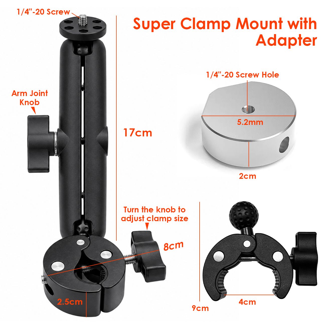Pole Clamp for Starlink Mini, Adjustable Mount & Adapter Aluminum Alloy Pipe Adapter for 2024/2025/2026 Starlink Mini, RV/Yacht/Van/Camper/Boat