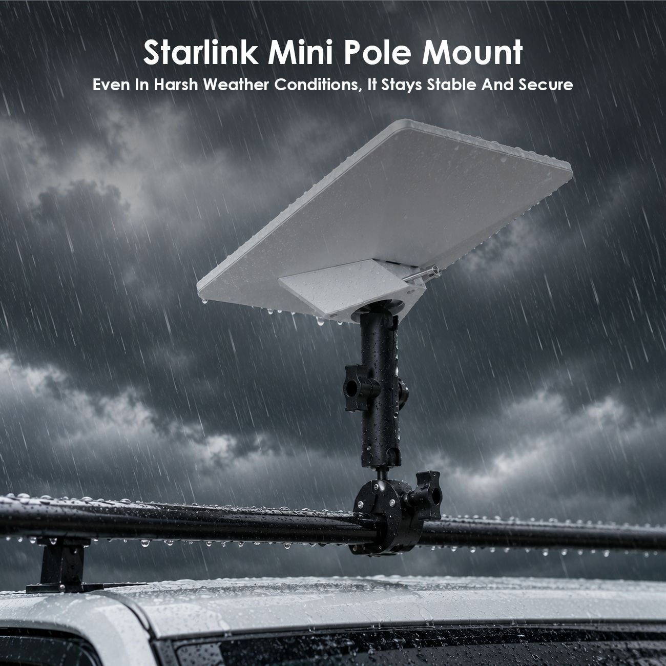 Pole Clamp for Starlink Mini, Adjustable Mount & Adapter Aluminum Alloy Pipe Adapter for 2024/2025/2026 Starlink Mini, RV/Yacht/Van/Camper/Boat