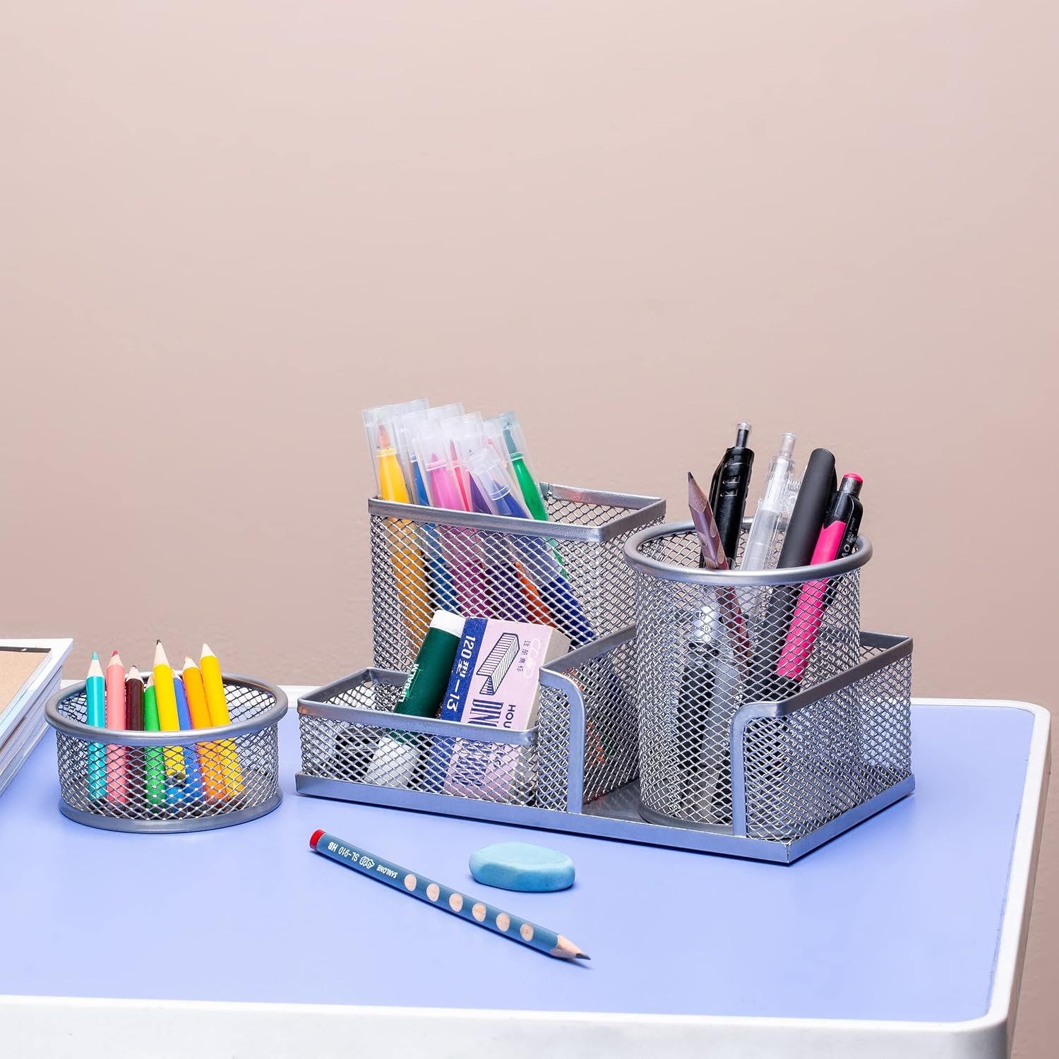 3-set Desk Organisers, Pen Holder For Stationeries & Pencils, Accessories