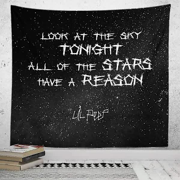 Lil Peep Wall Tapestry Look at the Sky Aesthetic Room Decoration Black Hippie Wall Hanging 90x70cm