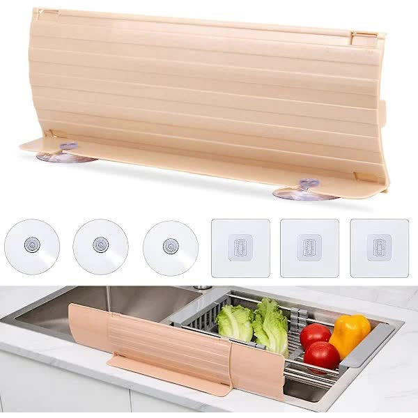 Splash Guard for Sink with 6 Suction Cups, Compatible with Most Taps and Sinks