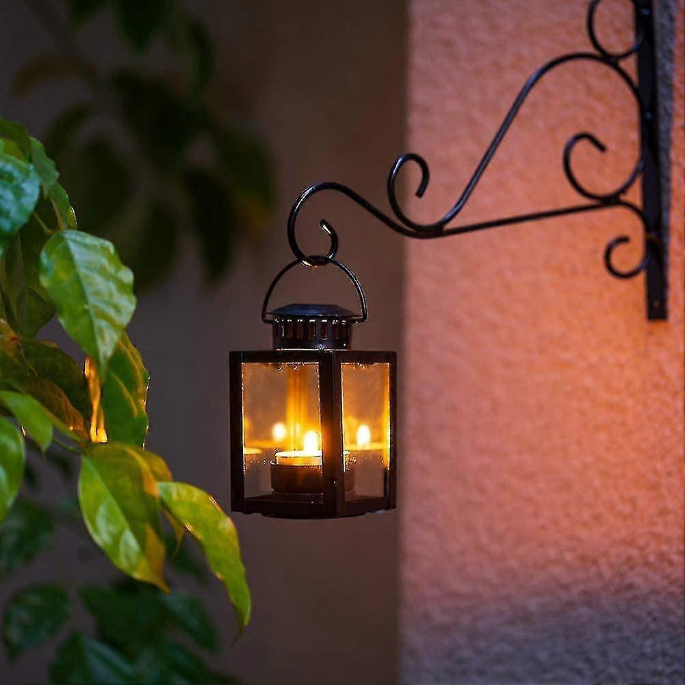 Tea Light Lanterns 2pcs Vintage Style Hanging Garden Lanterns Indoor Outdoor Black Compatible with Candles Blue Light Holder