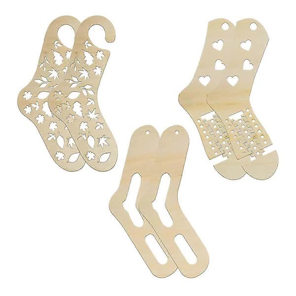 Wooden Sock Blockers for Knitting, Adjustable, 6 pcs Knitting Blockers