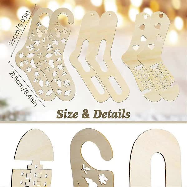 Wooden Sock Blockers for Knitting, Adjustable, 6 pcs Knitting Blockers