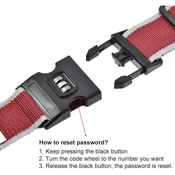 Luggage Straps Suitcase Belts with Buckle and Lock, 2M x 5cm Adjustable PP Packing Straps, Red Gray, 4pcs