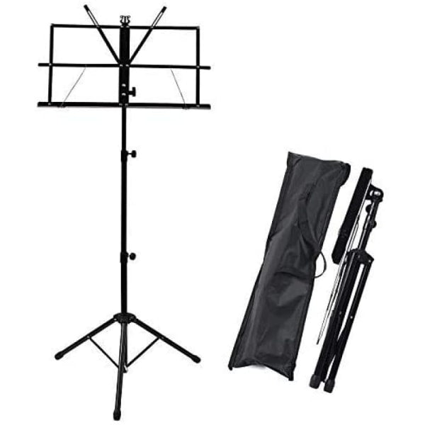Adjustable Music Stand Portable Foldable Metal Stand with Carrying Bag Lightweight for Travel Storage Black