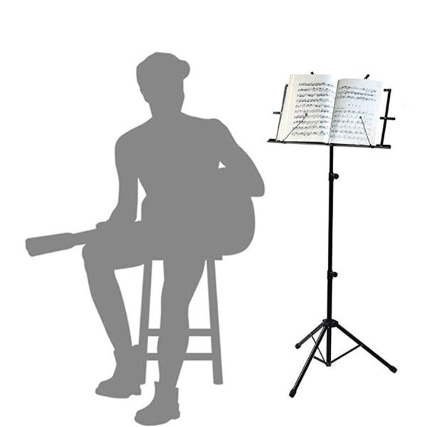 Adjustable Music Stand Portable Foldable Metal Stand with Carrying Bag Lightweight for Travel Storage Black