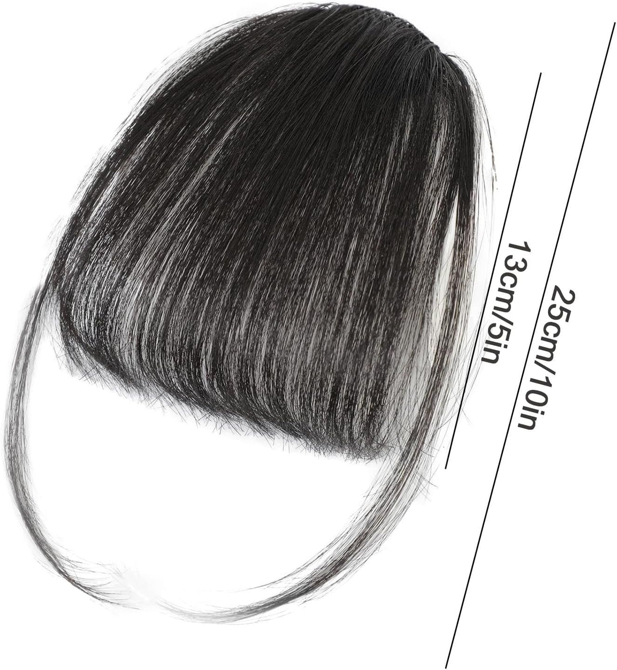 Clip-in Bangs Made of Real Hair, French Bangs Extensions | Natural Colored Clip-on Bangs, Hair Fringe for Women and Girls Natural Black