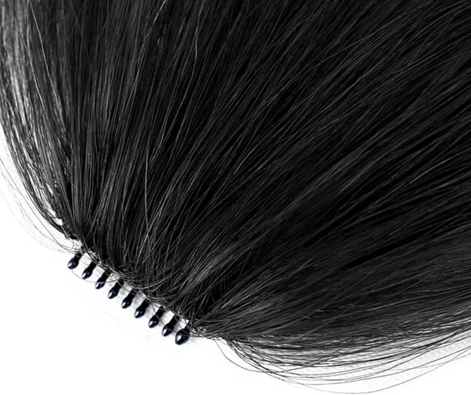 Clip-in Bangs Made of Real Hair, French Bangs Extensions | Natural Colored Clip-on Bangs, Hair Fringe for Women and Girls Natural Black