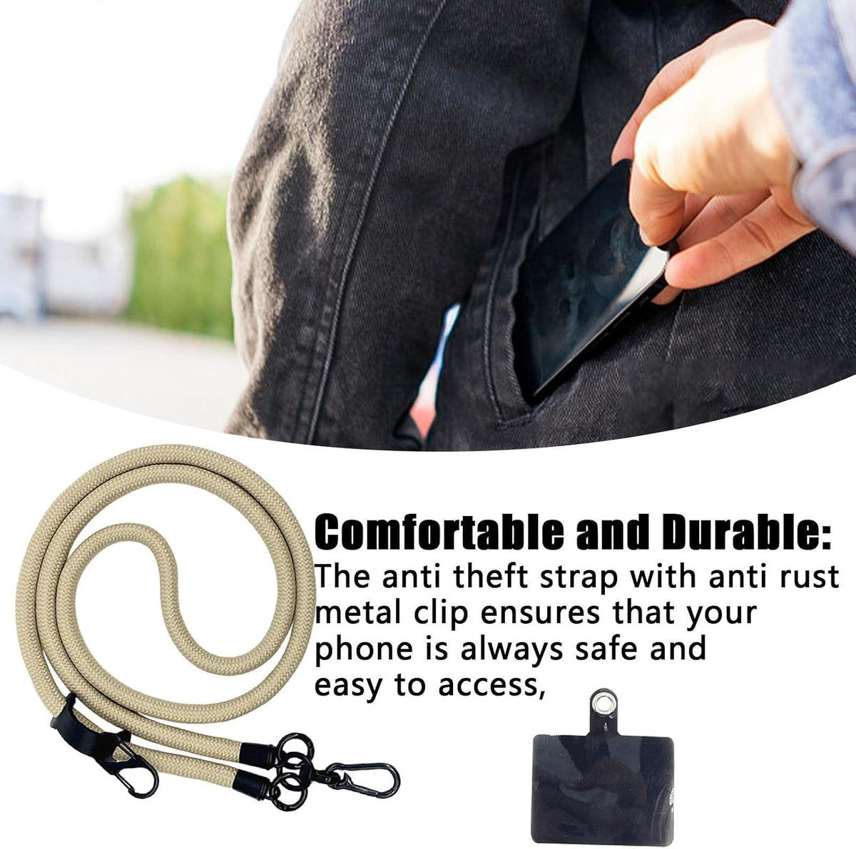 Thick Rope Phone Lanyard 10MM Mobile Strap Neck Holder Compatible with Apple Compatible with Samsung