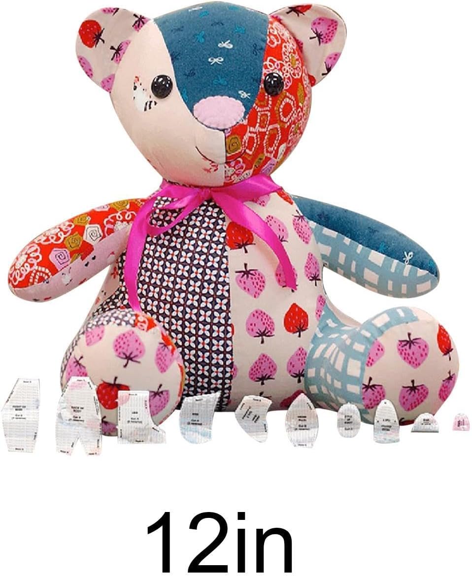M-Emory Bear Template Ruler - 30 cm Sewing Templates | Acrylic Bear Templates with Instructions for Crafts and Sewing Projects Medium size (12 inches)
