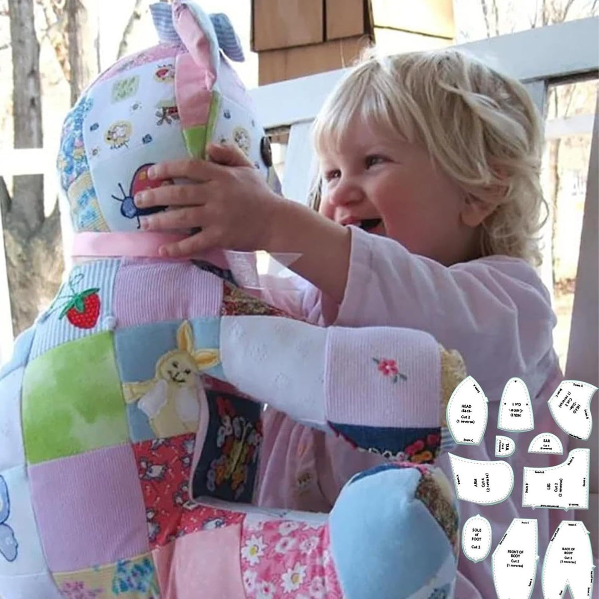 M-Emory Bear Template Ruler - 30 cm Sewing Templates | Acrylic Bear Templates with Instructions for Crafts and Sewing Projects Medium size (12 inches)