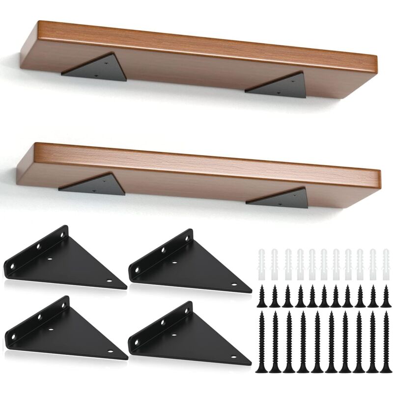 Package Triangle Shelf Brackets, 14cm Iron Floating Shelf Brackets, Metal Wall Mounted Shelf Brackets for DIY Open Shelf Ikodm