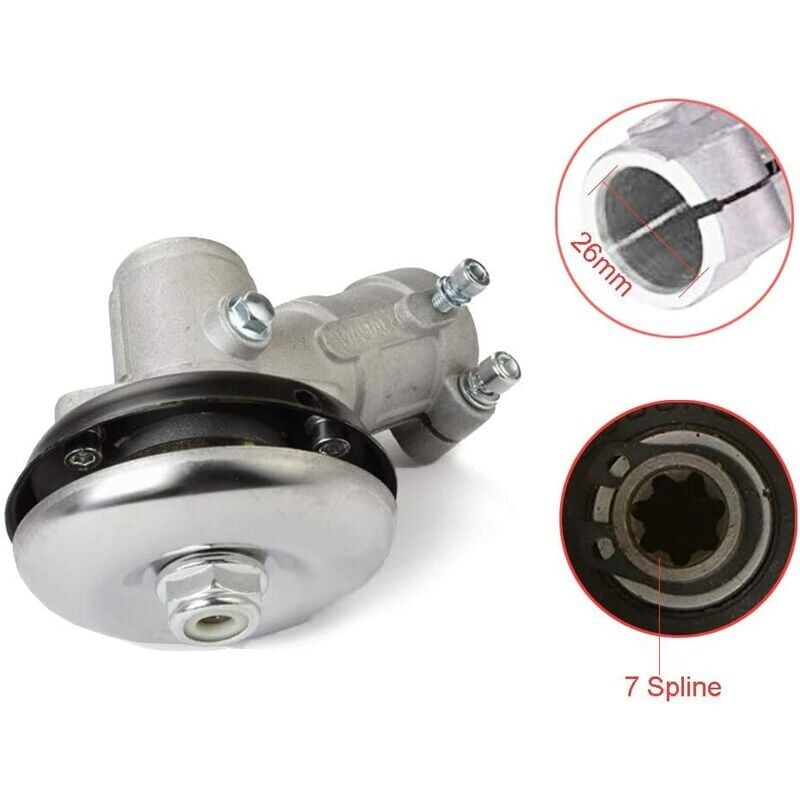 26mm/28mm Brushcutter Gearbox, Universal Brushcutter Gearbox for Grass Trimmer/Chainsaw (26mm, 7 Tooth Round)