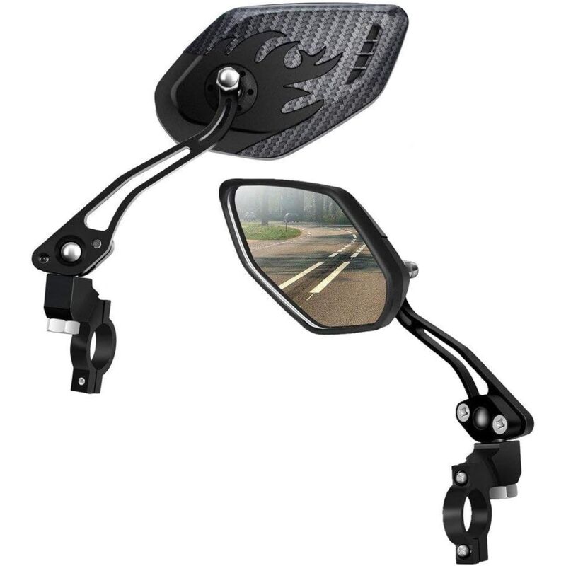 Bicycle Mirrors, [Upgraded Version] Two pcs HD Safety Glass Adjustable Rearview Mirrors for Mountain Bike, Adjustable Glass Rearview Mirror