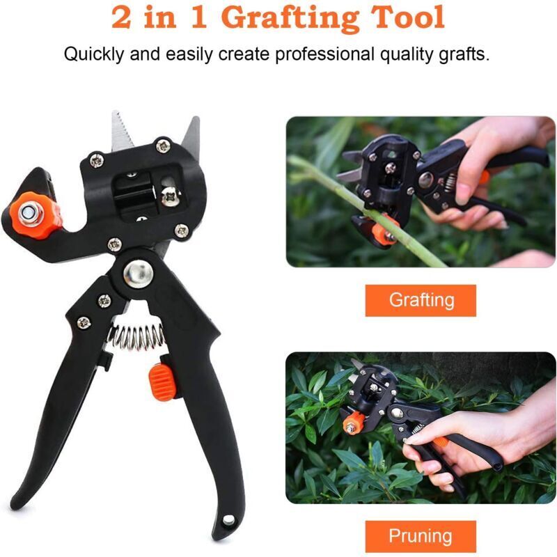 Professional Grafting Scissors Garden Scissors Tree Grafting Pliers Garden Grafting Kit for Trees (Black Cloth Bag + Rubber Band + Membrane)
